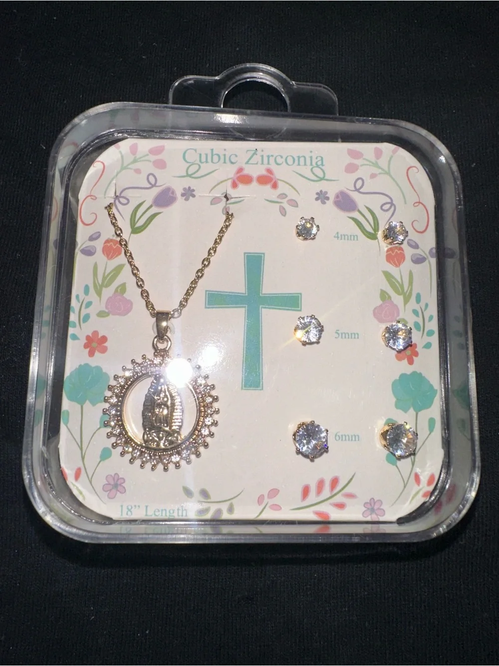 Praying Hands Pendant Necklace & Stud Earring Set — 18